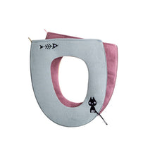 Load image into Gallery viewer, 3pcs Toilet Seat Cover Pads Fishbone Home Waterproof O-Type Leather Zipper Happy Day Circle Closestool Cushion