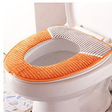 Load image into Gallery viewer, 3pcs Toilet Seat Cover Pads Corduroy Autumn and Winter Warm Pu Waterproof Plush Thicker Velcro