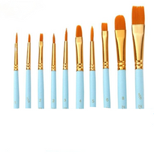Load image into Gallery viewer, 10 Nylon Brushes Pink Rod Nylon Hair  Brush Oil Painting Brush Set
