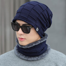 Lade das Bild in den Galerie-Viewer, Warm Winter Knit Beanie Hats Gloves Scarf Suit Men's Autumn and Winter Fleece-Lined Thickened Cold Protection Unisex