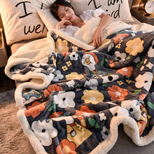 Lade das Bild in den Galerie-Viewer, Duplex Felt Quilt Winter Thicken Thermal Coral Fleece Nap Blanket Flange Sofa Cover Single