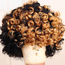 Load image into Gallery viewer, Women Wig Black T Brown Afro Small Curly Hair Short W102