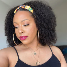 Load image into Gallery viewer, Women Wig African Headband Black Small Curly Hair Sports Afro W103