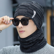 Lade das Bild in den Galerie-Viewer, Warm Winter Knit Beanie Hats Gloves Scarf Suit Men's Autumn and Winter Fleece-Lined Thickened Cold Protection Unisex