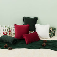 Lade das Bild in den Galerie-Viewer, Retro Red Christmas Home Sofa Decorative Velvet Ball Tassel Pillow Cover without core