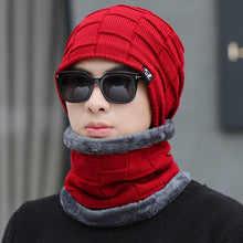 Lade das Bild in den Galerie-Viewer, Warm Winter Knit Beanie Hats Gloves Scarf Suit Men's Autumn and Winter Fleece-Lined Thickened Cold Protection Unisex