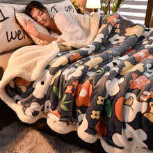 Lade das Bild in den Galerie-Viewer, Duplex Felt Quilt Winter Thicken Thermal Coral Fleece Nap Blanket Flange Sofa Cover Single