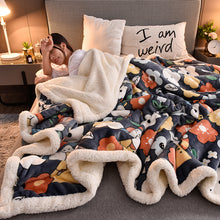 Lade das Bild in den Galerie-Viewer, Duplex Felt Quilt Winter Thicken Thermal Coral Fleece Nap Blanket Flange Sofa Cover Single
