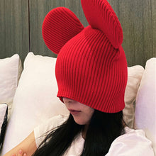 Lade das Bild in den Galerie-Viewer, Warm Winter Knit Beanie Hats Korean Cute Mickey Head Net Red Men and Women Unisex