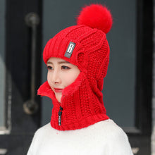 Lade das Bild in den Galerie-Viewer, Warm Winter Knit Beanie Hats Women's Warm Korean Fashion Velvet Cold Protection Scarf Unisex