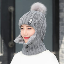 Lade das Bild in den Galerie-Viewer, Warm Winter Knit Beanie Hats Women's Warm Korean Fashion Velvet Cold Protection Scarf Unisex