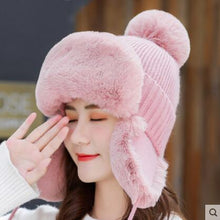 Lade das Bild in den Galerie-Viewer, Warm Winter Knit Beanie Hats Wool Women Cold Protection in Winter Earflaps Thickened Windproof Unisex