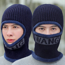 Lade das Bild in den Galerie-Viewer, Warm Winter Knit Beanie Hats Scarf One-Piece Men's Fleece Thickened Warm Wool One-Piece Cycling Face Care Cold-Proof Cotton Unisex