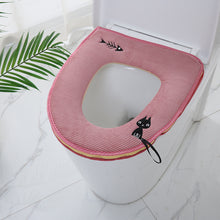 Load image into Gallery viewer, 3pcs Toilet Seat Cover Pads Embroidered Kitten Zipper Washable Paste Universal