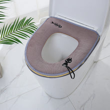 Load image into Gallery viewer, 3pcs Toilet Seat Cover Pads Embroidered Kitten Zipper Washable Paste Universal