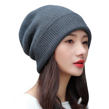 Lade das Bild in den Galerie-Viewer, Warm Winter Knit Beanie Hats Hat Women's Autumn Versatile Korean Style Trendy Fashion British Double Layer Unisex