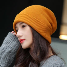 Lade das Bild in den Galerie-Viewer, Warm Winter Knit Beanie Hats Hat Women's Autumn Versatile Korean Style Trendy Fashion British Double Layer Unisex