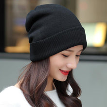Lade das Bild in den Galerie-Viewer, Warm Winter Knit Beanie Hats Hat Women's Autumn Versatile Korean Style Trendy Fashion British Double Layer Unisex