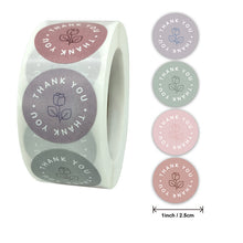 Lade das Bild in den Galerie-Viewer, 2x500pcs Christmas Xmas 4 Colors Rose Flower Thank You Sticker Fresh Gift Label tape