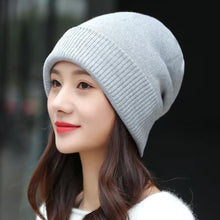 Lade das Bild in den Galerie-Viewer, Warm Winter Knit Beanie Hats Hat Women's Autumn Versatile Korean Style Trendy Fashion British Double Layer Unisex