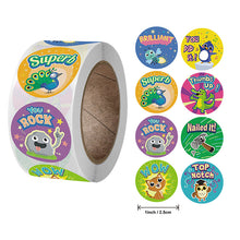 Load image into Gallery viewer, 2x500pcs Xmas Christmas Stickers Roll Label School Season Stationery Encourage Reward Dinosaur Peacock Honey Peak Animal Toy