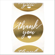 Load image into Gallery viewer, 2x500pcs Christmas Xmas Golden White Word Thank You Flower Gift Holiday Reusable Adhesive Sticker tape