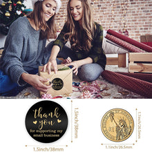 Load image into Gallery viewer, 2x500pcs Christmas Xmas Black Gold Thank You for Business Gift Festival Label Sticker tape