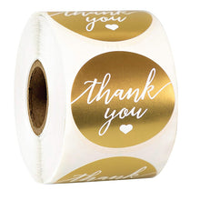 Load image into Gallery viewer, 2x500pcs Christmas Xmas Golden White Word Thank You Flower Gift Holiday Reusable Adhesive Sticker tape