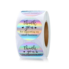 Load image into Gallery viewer, 2x500pcs Christmas Xmas Christmas Rainbow Laser Hot Silver Thank You Sticker Eye Eyelash Gift Labels tape