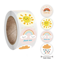 Load image into Gallery viewer, 3x500pcs Xmas Christmas Stickers Roll Label 4 Kinds of Rainbow Sun Raindrops Thank You Seal Decoration Gift