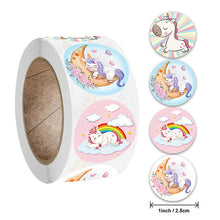 Load image into Gallery viewer, 3x500pcs Xmas Christmas Stickers Roll Label 4 Kinds of Rainbow Unicorn Thank You Sealing Gift Decoration