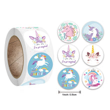 Load image into Gallery viewer, 3x500pcs Xmas Christmas Stickers Roll Label 6 Kinds of Unicorn Thank You Sealing Decoration Gift