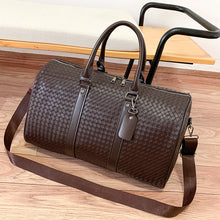 Lade das Bild in den Galerie-Viewer, Backpack European and American Fashion Woven Portable Travel Bag Large Capacity Soft Leather PU Luggage Bag Business Trip Travel Boarding Bag Gym Bag