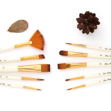 Load image into Gallery viewer, 10 PCs Set Painting Brush Pearl White Nylon Hair Brush Oil Painting Brush Set