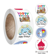 Load image into Gallery viewer, 3x500pcs Xmas Christmas Stickers Roll Label 4 Kinds of Happy Birthday White Rabbit Dog Animal Gift Thanks