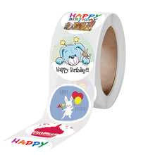 Load image into Gallery viewer, 3x500pcs Xmas Christmas Stickers Roll Label 4 Kinds of Happy Birthday White Rabbit Dog Animal Gift Thanks