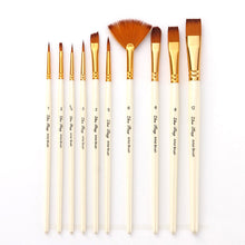 Load image into Gallery viewer, 10 PCs Set Painting Brush Pearl White Nylon Hair Brush Oil Painting Brush Set