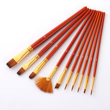 Load image into Gallery viewer, 10 PCs Set Painting Brush Pearl White Nylon Hair Brush Oil Painting Brush Set