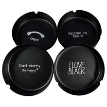 Lade das Bild in den Galerie-Viewer, Ashtray 10cm round Black Frosted Metal Stainless Steel Advertising Ashtray