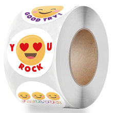 Load image into Gallery viewer, 3x500pcs Xmas Christmas Stickers Roll Label 8 Kinds of Cute Smiley Face Reward Encourage Children Inspirational Stationery