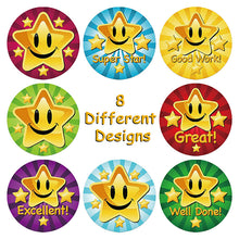 Load image into Gallery viewer, 3x500pcs Xmas Christmas Stickers Roll Label 8 Kinds of Colorful Sea Five-Pointed Star Smiley Face Encourage Children Stationery