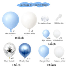 Load image into Gallery viewer, 104PCs Blue Theme Macaron Rubber Balloons Birthday Party Wedding Decoration