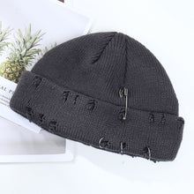 Lade das Bild in den Galerie-Viewer, Warm Winter Knit Beanie Hats Korean Fashion Ring Pin Hip Hop Wool Men and Women Unisex