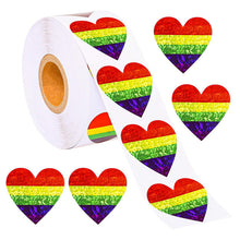 Load image into Gallery viewer, 3Roll 500pcs Xmas Christmas Stickers Label 8 Rainbow Colors Love Pattern Valentine's Day Gift Self- Pattern