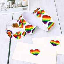 Load image into Gallery viewer, 3x500pcs Christmas Stickers Roll Label 8 Rainbow Colors Love Pattern Valentine's Day Gift Self- Pattern