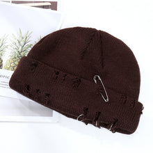 Lade das Bild in den Galerie-Viewer, Warm Winter Knit Beanie Hats Korean Fashion Ring Pin Hip Hop Wool Men and Women Unisex