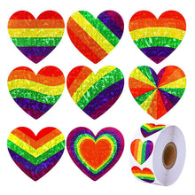 Load image into Gallery viewer, 3x500pcs Christmas Stickers Roll Label 8 Rainbow Colors Love Pattern Valentine's Day Gift Self- Pattern