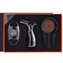 Load image into Gallery viewer, Ashtray Torch Lighter Metal Ceramic Stainless Steel Cigar Cutter Ashtray