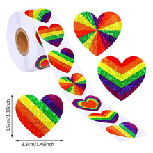 Load image into Gallery viewer, 3x500pcs Christmas Stickers Roll Label 8 Rainbow Colors Love Pattern Valentine's Day Gift Self- Pattern