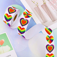 Load image into Gallery viewer, 3x500pcs Christmas Stickers Roll Label 8 Rainbow Colors Love Pattern Valentine's Day Gift Self- Pattern